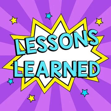 Conceptual display Lessons Learned. Business concept Promote share and use Illustrazione stock