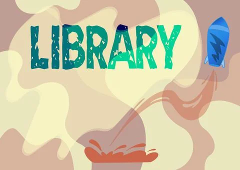 Conceptual display Library. Business idea Building room containing books Ilustración de archivo