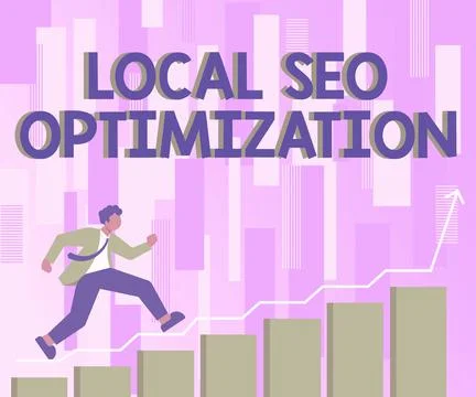 Conceptual display Local Seo Optimization. Business approach increase Search  Stockillustratie
