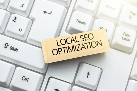 Conceptual display Local Seo Optimization. Business concept increase Search Foto stock