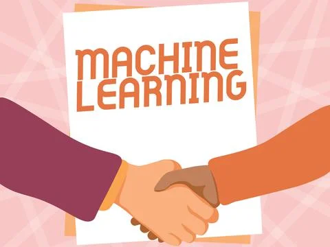 Conceptual display Machine Learning. Business overview give computers the Stock Illustration