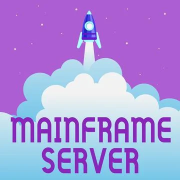 Conceptual display Mainframe Server. Business approach designed for processing Illustrazione stock