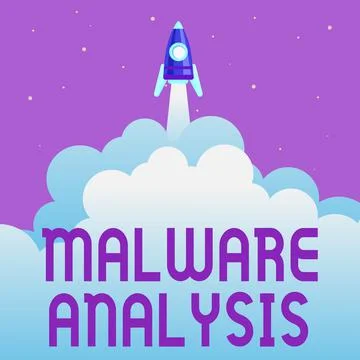 Conceptual display Malware Analysis. Concept meaning performs deep analysis of Illustrazione stock