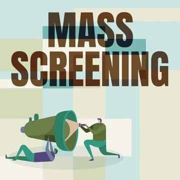 Conceptual display Mass Screening. Internet Concept health evaluation performed Illustrazione stock