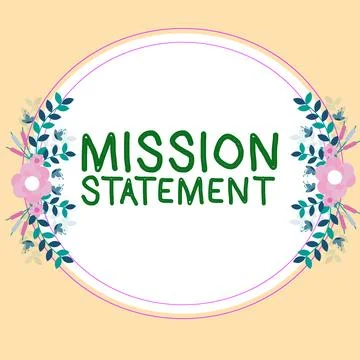 Conceptual display Mission Statement. Word for Formal summary of the aims and Stock Illustration