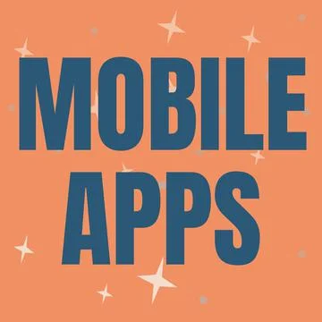 Conceptual display Mobile Apps. Word Written on a software application designed 스톡 일러스트