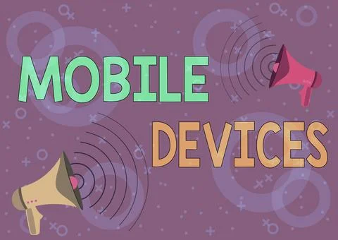 Conceptual display Mobile Devices. Internet Concept A portable computing device Stock Illustration