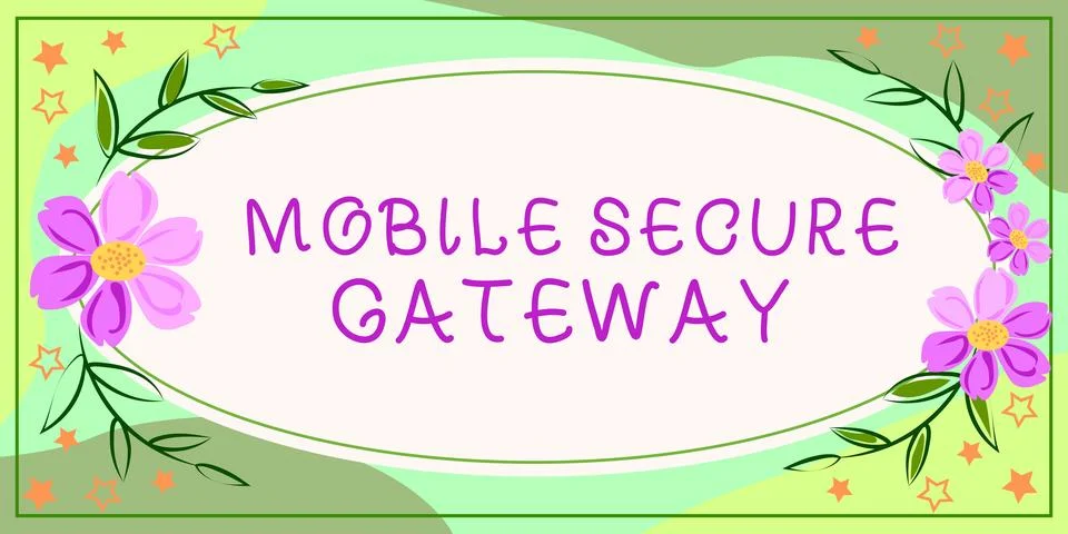 Conceptual display Mobile Secure Gateway. Word for Securing devices from Stock Illustration