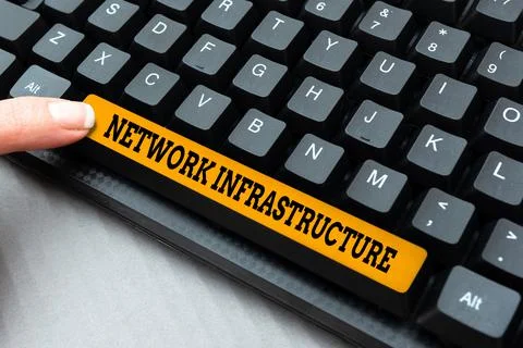 Conceptual display Network Infrastructure. Concept meaning Hardware and Software Stock Photos