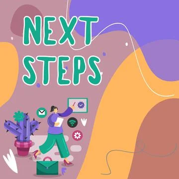 Conceptual display Next Steps. Business approach numper of process going to be Stock Illustration