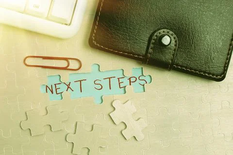 Conceptual display Next Steps. Conceptual photo something you do or plan after 스톡 사진