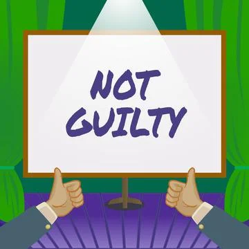 Conceptual display Not Guilty. Concept meaning someone is innocent didnt commit Stock Illustration