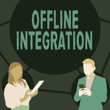 Conceptual display Offline Integration. Word Written on First Triad of Marketing Ilustración de archivo