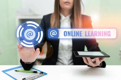 Conceptual display Online Learning. Concept meaning Larning with the assistance Fotos de archivo