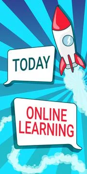 Conceptual display Online Learning. Word for Larning with the assistance of the Illustrazione stock