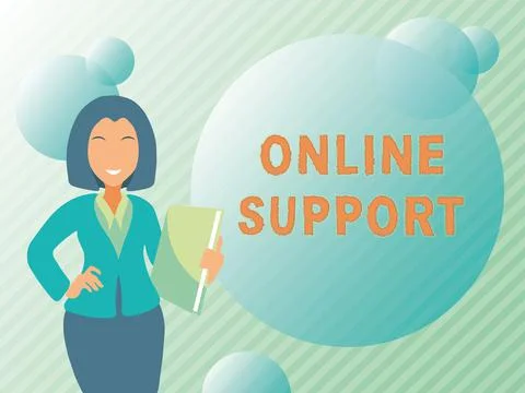 Conceptual display Online Support. Concept meaning range of services which helps Stockillustratie