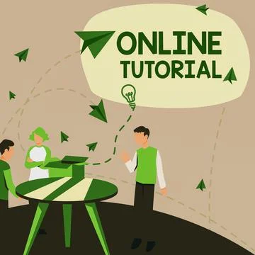 Conceptual display Online Tutorial. Conceptual photo process of tutoring in an Illustrazione stock