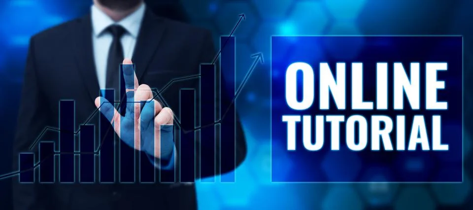 Conceptual display Online Tutorial. Word for process of tutoring in an online or Foto stock