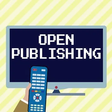 Conceptual display Open Publishing. Word for online access to many public domain Stock Illustration