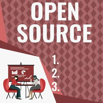 Conceptual display Open Source. Business approach denoting software which Illustrazione stock