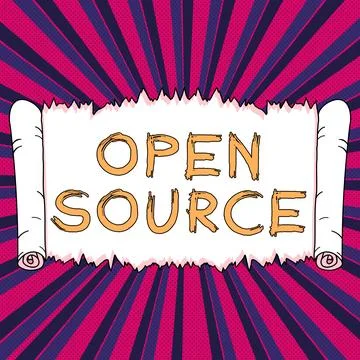 Conceptual display Open Source. Internet Concept denoting software which Illustrazione stock