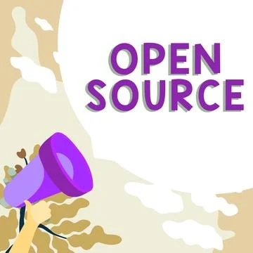 Conceptual display Open Source. Internet Concept denoting software which Illustrazione stock