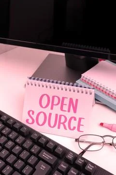 Conceptual display Open Source. Internet Concept denoting software which 写真素材