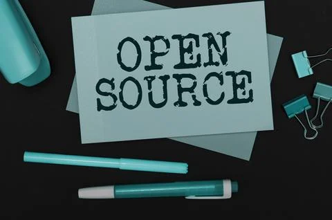 Conceptual display Open Source. Word Written on denoting software which original 写真素材