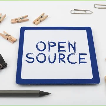 Conceptual display Open Source. Word Written on denoting software which original 库存照片