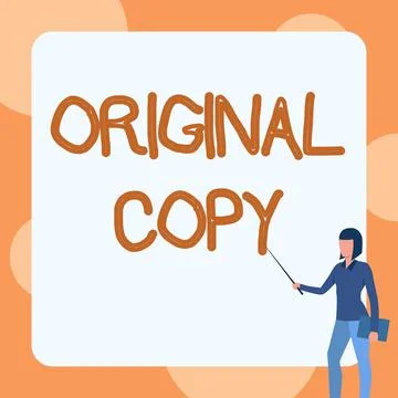 Conceptual display Original Copy. Concept meaning Main Script Unprinted Branded Stock Illustration