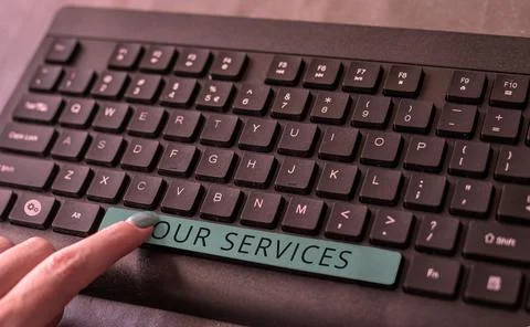 Conceptual display Our Services. Internet Concept The occupation or function of Stock Photos