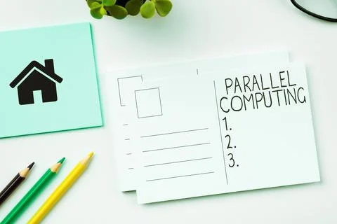 Conceptual display Parallel Computing. Business idea simultaneous calculation by 스톡 사진