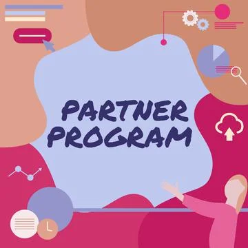 Conceptual display Partner Program. Business approach business strategy vendors Ilustración de archivo