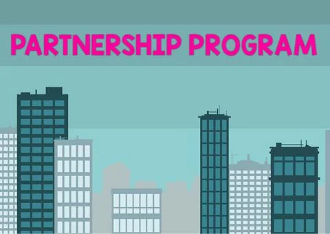 Conceptual display Partnership Program. Business idea selling the vendor s is Ilustración de archivo