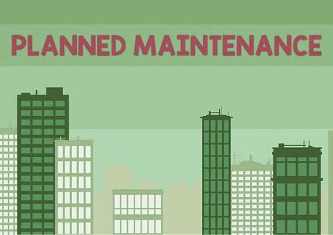 Conceptual display Planned Maintenance. Conceptual photo reventive maintenance Stock Illustration