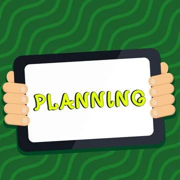 Conceptual display Planning. Concept meaning process of thinking about the Stock Illustration