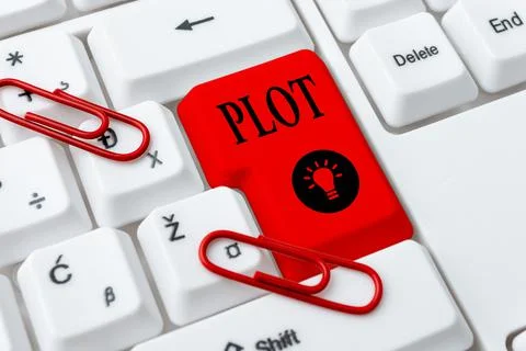 Conceptual display Plot. Concept meaning sequence of events inside a story where Stock Photos