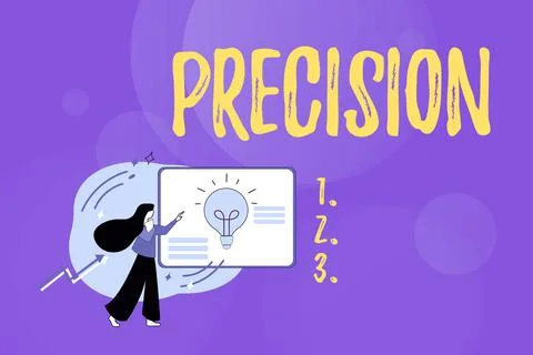 Conceptual display Precision. Internet Concept the degree of refinement to which Stock Illustration