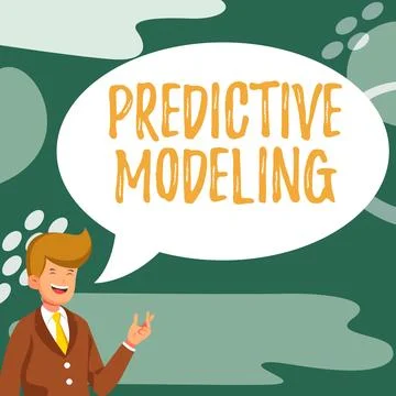 Conceptual display Predictive Modeling. Business overview maintenance strategy Stock Illustration