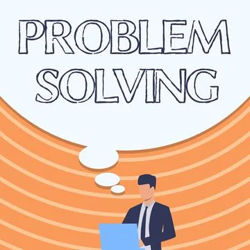 Conceptual display Problem Solving. Business overview to find an answer or means Illustrazione stock