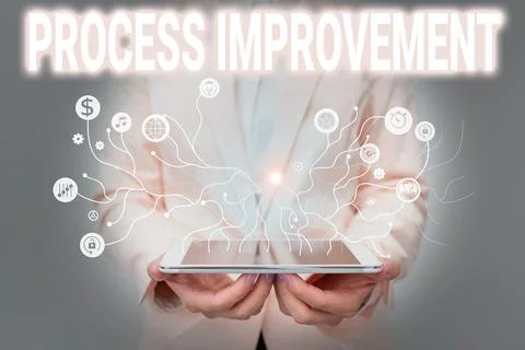Conceptual display Process Improvement. Word Written on Optimization Meet New Foto stock