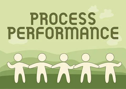Conceptual display Process Performance. Concept meaning measure of how efficient Stock Illustration