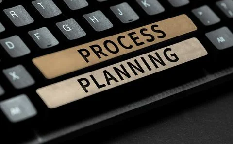 Conceptual display Process Planning. Word for the development of goals Stock Photos