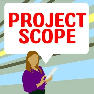 Conceptual display Project Scope. Internet Concept evaluation of work efforts a Illustrazione stock