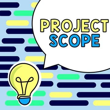 Conceptual display Project Scope. Word Written on evaluation of work efforts a Stock Illustration