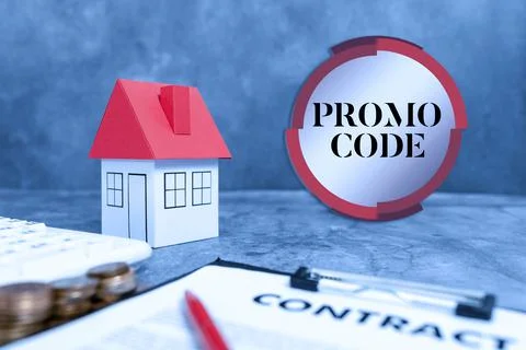 Conceptual display Promo Code. Conceptual photo digital numbers that give you Foto stock