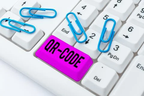Conceptual display Qr Code. Internet Concept the trademark for a type of matrix 스톡 사진