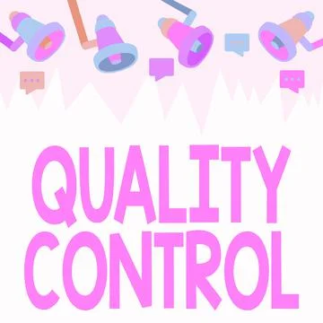 Conceptual display Quality Control. Word for insure that product or service sold Stock Illustration