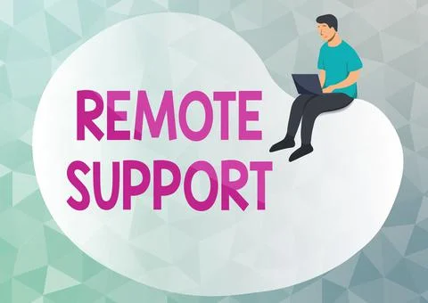 Conceptual display Remote Support. Word for type of secure service, which Stock Illustration