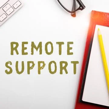 Conceptual display Remote Support. Word for help end-users to solve computer Stock Photos